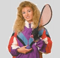 Linda Craft in 1985  - holding racquetball equipment